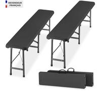 Bancs de brasserie - TECTAKE - Lot de 2 bancs PANJA pliables et résistants aux intempéries en acier 180 x 27,5 x 42 cm - Gris