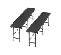 Bancs de camping - Pack de 2 - Pliables - Gris anthracite - Acier thermolaqué - 180 x 27,5 x 42 cm