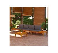 Bancs de jardin avec coussins gris foncé 2 pcs Bois d'acacia 3087281