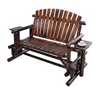 Bancs de jardin, Banc de jardin de parc extérieur de 67 pouces Double coulissant chaise à bascule, Chaise à bascule en bois massif carbonisé, chaise de porche résistante à la météo, chaise berçante