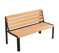 Bancs de jardin, chaise extérieure de parc en bois massif, repose-pieds de chaise en fer forgé, double dossier, banc de jardin, anti-corrosion et anti-corrosion, adapté à une utilisation extérieure et