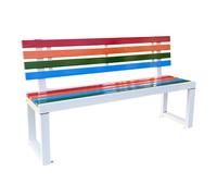 Bancs de Jardin Exterieur Banc de Jardinage avec Dossier Siège Bois en Plastique Pieds Fonte Charge 350 kg for Parcs Pelouses Porche (Natural,150cm(59in))