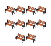 Bancs de parc miniatures, 10 pièces réalistes HO OO Mobilier ferroviaire, siège orange en ABS, accoudoir noir pour paysage de mise en page (1:75)