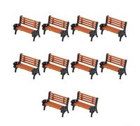 Bancs de parc miniatures, 10 pièces réalistes HO OO Mobilier ferroviaire, siège orange en ABS, accoudoir noir pour paysage de mise en page (1:100)