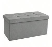 Bancs de rangement et poufs Retour à l'école Stockage en dortoir [Élégant et robuste] Ce pouf est doté d'un élégant tissu façon lin avec de fines coutures. Des protège-coins en métal renforcent le cou