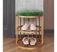 Bancs de Rangement, Meuble à Chaussures, Mini Tabouret d'entrée Bas avec Coussin et Cadre élégant en métal doré pour Petits espaces, Design Compact pour entrée optimisée