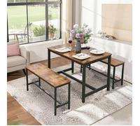 Bancs de table - Lot de 2 - Structure métallique - Marron rustique et noir