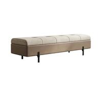 Bancs d'entrée modernes avec rangement pour l'entrée et la chambre | Coussin en lin agréable au toucher, espace de rangement dissimulé, design minimaliste, meuble d'entrée(B,63in)