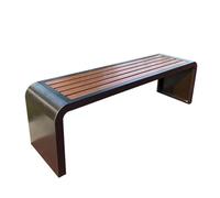 Bancs d'extérieur résistants aux intempéries, structure en acier galvanisé et panneaux en bois, bancs de jardin pour l'extérieur sans dossier, pour cour, porche, travail, entrée