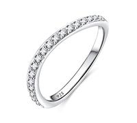 Band de mariage en argent sterling en argent sterling zircone à moitié éternité anneau de fiançailles empilable Taille 3-13