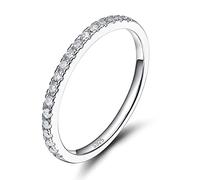Band de mariage en argent sterling en argent sterling zircone à moitié éternité anneau de fiançailles empilable Taille 3-13