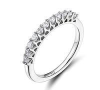 Band de mariage en argent sterling en argent sterling zircone à moitié éternité anneau de fiançailles empilable Taille 3-13
