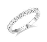 Band de mariage en argent sterling en argent sterling zircone à moitié éternité anneau de fiançailles empilable Taille 3-13