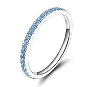 Band de mariage en argent sterling en argent sterling zircone à moitié éternité anneau de fiançailles empilable Taille 3-13