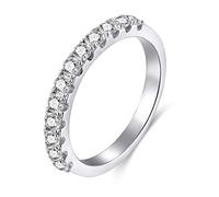 Band de mariage en argent sterling en argent sterling zircone à moitié éternité anneau de fiançailles empilable Taille 3-13