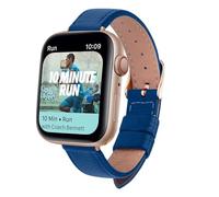 Band de montre de montre de montre mince en cuir 40 mm 44 mm 38 mm 42 mm pour 7 SE 6 5 4 3 2 1 STRACHE DE CUIR FEMME, Bleu en or rose, 44 mm ou 45 mm, 44 mm ou 45 mm