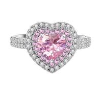 Band de promesses de fiançailles en zircon rose en forme de coeur 925 Anneau de proposition en argent sterling anneau de mariage anneau de mariage simulé d'anneau de diamant