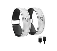 Casr Brassards lumineux LED rechargeables – Pack de 2 Noir et Argent