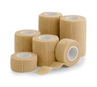 Bandage Auto-Adhésif, Paquet de 6 Rouleaux de 2.5 cm x 4.6 m; 5 cm x 4.6 m; et 7.6 cm x 4.6 m, Ruban Auto-Adhésif Sportif pour Foulures & Gonflements, Couleur Chair - Approuvé par la FDA