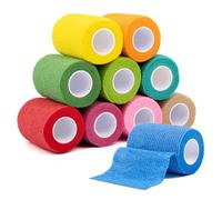 Bandage Autoadhésif, 10 Rouleaux 7.5cm x 4.5m Bande Cohesive Multicolore Bandage Vétérinaire, Bandage Élastique Autocollant pour Les Mains,Les Pieds Genoux