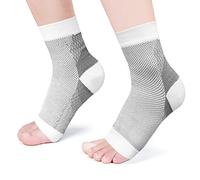 Bandage de Cheville Maintien Sport, Protege Chevillère Soutien Respirante Ankle Support pour Homme et Femme Entorse, Arthrite, Tendinite, Fasciite Plantaire et Douleurs (Blanc et gris, 2XL EU42-45)
