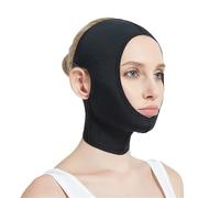Bandage de compression faciale en V for lifting du visage, masque sommeil, ceinture amincissante for le, outils for réduire double menton pour le lifting du visage(Black,L)