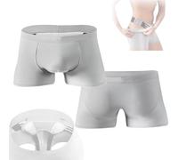 Bandage Herniaire Homme Slip Hernie Inguinale avec 2 Pelotes Compressives Amovibles pour Adultes Hommes Et Femmes,S,Grey