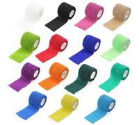 Bandages auto-adhésifs de 15 pièces, bandages élastiques respirants, ruban de sport non tissé, bandages de fitness, bandages absorbants de sueur de couleur unie pour la protection sportive, les