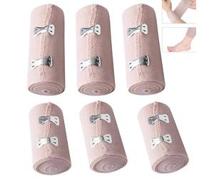 Bandages élastiques avec clips métalliques,6 pièces Bandage de compression élastique,Bande de Crêpe,pour les sports athlétiques pour les chevilles,les poignets et les bras