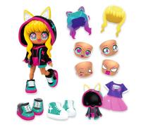 BANDAI - Animakii - Cyberpunk et Gameuse - Coffret Poupée Personnalisable - 1 Poupée, 4 Visages, 2 Coiffures, 2 Tenues, 2 Paires de Chaussures - Jouet Créatif 5 Ans et + - HEA26350