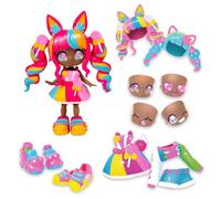 BANDAI - Animakii - Lollipop et Bubblegum - Coffret Poupée Personnalisable - 1 Poupée, 4 Visages, 2 Coiffures, 2 Tenues, 2 Paires de Chaussures - Jouet Créatif 5 Ans et + - HEA26351