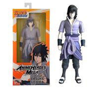 Bandai - Anime Heroes - Naruto Shippuden - Figurine Anime Heroes Mega 30 cm - Sasuke Uchiwa - Grande Figurine articulée - Figurine Manga - Licence Officielle Naruto - Jouet Enfant 4 Ans et + - 38152