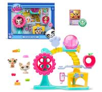 BANDAI Littlest Pet Shop - Coffret Fun Factory - Ensemble de Jeu Pet Shop avec 2 Animaux, décor et Accessoires - Coffret Jouet Animaux Mignons Chien et Hamster - Jouet Enfant 4 Ans et + - BF00519