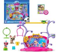 BANDAI - Littlest Pet Shop - Coffret Pets Got Talent - Ensemble de jeu avec 2 animaux, décor et accessoires - BF00558