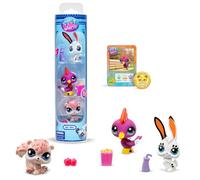 Littlest Pet Shop BANDAI Pack 3 Park Pets BF00598 Lot de 3 Animaux domestiques, Accessoire, Carte Collector et Code virtuel, génération 7, Animaux de Compagnie #99, #100, #101, Enfants de 4 Ans +
