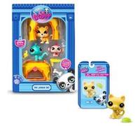 Bandai - Littlest Pet Shop - Pack Exclusif Tiki Jungle : 3 Figurines et Accessoires + 1 Figurine Supplémentaire (Petit Chat Jaune) - Licence Officielle - Mini Figurines - Jouet Enfant 4 Ans et +