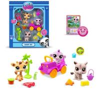 Bandai Coffret jouet Littlest Pet Shop Pack Safari - 3 animaux et accessoires - BF00524