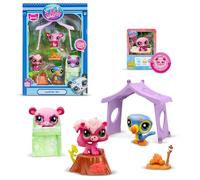 BANDAI Littlest Pet Shop - Pack Set Camping 3 Animaux et Accessoires - Littlest Pet Shop LPS Panda Écureuil Toucan - Coffret Jouet Mini Figurines Animaux Mignons - Jouet Enfant 4 Ans et + - BF00574