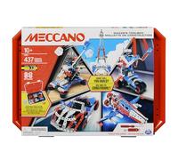 Bandai - Meccano Mallette de Construction - Coffret de Construction 5 en 1 Véhicules, Robot, Tour Eiffel - 437 pièces, Outils, Notice - Kit Activité Assemblage - Jouet Enfant 10 Ans et + -APM20106