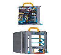 BANDAI - Micro Machines - Garage Park N Go - Garage transportable et Un véhicule Exclusif Inclus - Univers de Rangement et de Jeu Micro Machines - JW0041