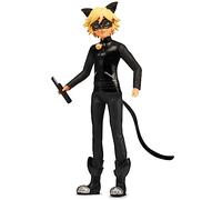 Bandai - Miraculous Ladybug - Poupée Mannequin 26 cm - Chat Noir - Licence Officielle Miraculous - Poupée articulée Chat Noir Costume Effet Vinyle - Idée Cadeau - Jouet Enfant 4 Ans et + - P50029