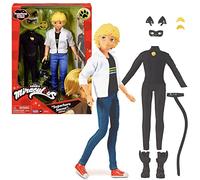 BANDAI - Miraculous - Poupée Chat Noir et Adrien - Poupée Mannequin 26 cm - 2 Tenues incluses - Jouet articulé - Licence Officielle - Jouet Enfant 4 Ans et + - P50356