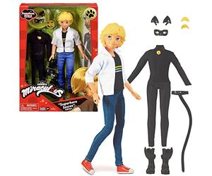 BANDAI - Miraculous - Poupée Chat Noir et Adrien - Poupée Mannequin 26 cm - 2 Tenues incluses - Jouet articulé - Licence Officielle - Jouet Enfant 4 Ans et + - P50356