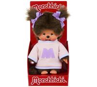 BANDAI - Monchhichi - Monchhichi Sweat M - Peluche Singe Iconique des années 80 - Toute Douce 20 cm pour Enfants et Adultes - Pull Lettre M - Jouet Enfant 2 Ans et + - SE203956