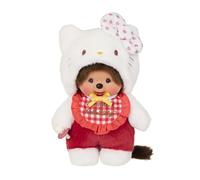 BANDAI - Monchhichi - Peluche Monchhichi Hello Kitty Blanc - Peluche Singe Iconique des années 80 Toute Douce 20 cm pour Enfants et Adultes - Hello Kitty - Jouet Enfant 2 Ans et + - SE205882