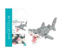 Bandai - Nanoblock - Grand requin blanc - Mini figurine en briques - Jeu de construction - Kit construction figurines animaux requin en pixel - NBC332
