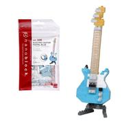 Bandai - Nanoblock - Guitare électrique bleue - Mini figurine en briques - Jeu de construction - Kit construction figurines instruments de musique guitare en pixel - NBC346