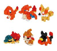 Bandai - Nanoblock - Pack Mini-Figurines Pokémon Type Feu - Coffret de 6 Figurines Pokémon à Assembler en Briques - Jeu de Construction Maquette - Jouet Enfant 12 Ans et + Ado Adultes - NBPM11B