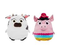 BANDAI Peluche réversible 2 en 1 La Ferme de Zenon, Vache Lola et Dona Pancha 25 cm, Multicolore, modèle PK34212
