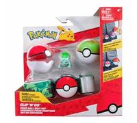 BANDAI - Pokémon - Ceinture Clip 'N' Go - 1 Ceinture, 1 Poké Ball, 1 Nest Ball et 1 Figurine 5 cm Bulbizarre - Accessoire pour se déguiser en Dresseur Pokémon - JW2715